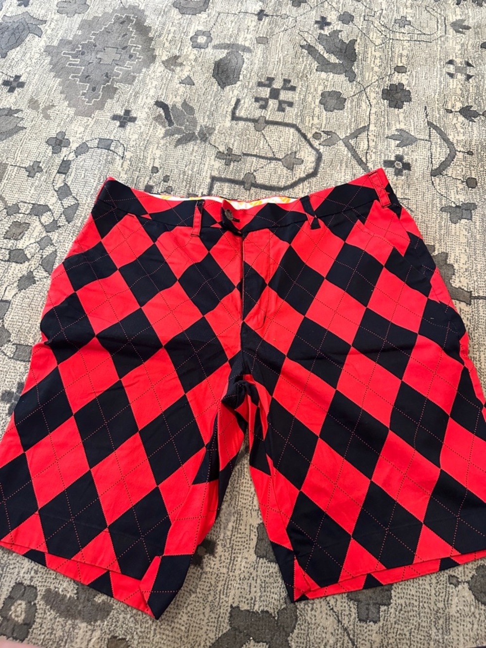 Loudmouth Red & Black Argyle Golf Shorts